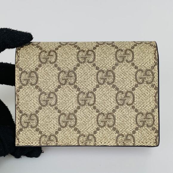 NIB Gucci GG Supreme Monogram Bosco Patch Card Case Wallet Beige Malva Hibiscus - Picture 2 of 14